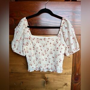American Eagle Square Neck Smocked Top